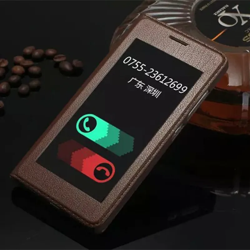 For HUAWEI Honor 7 Phone Cases Smart View Window Tree Texture Genuine Cowhide Leather Case Cover Flip Bag | Мобильные телефоны и
