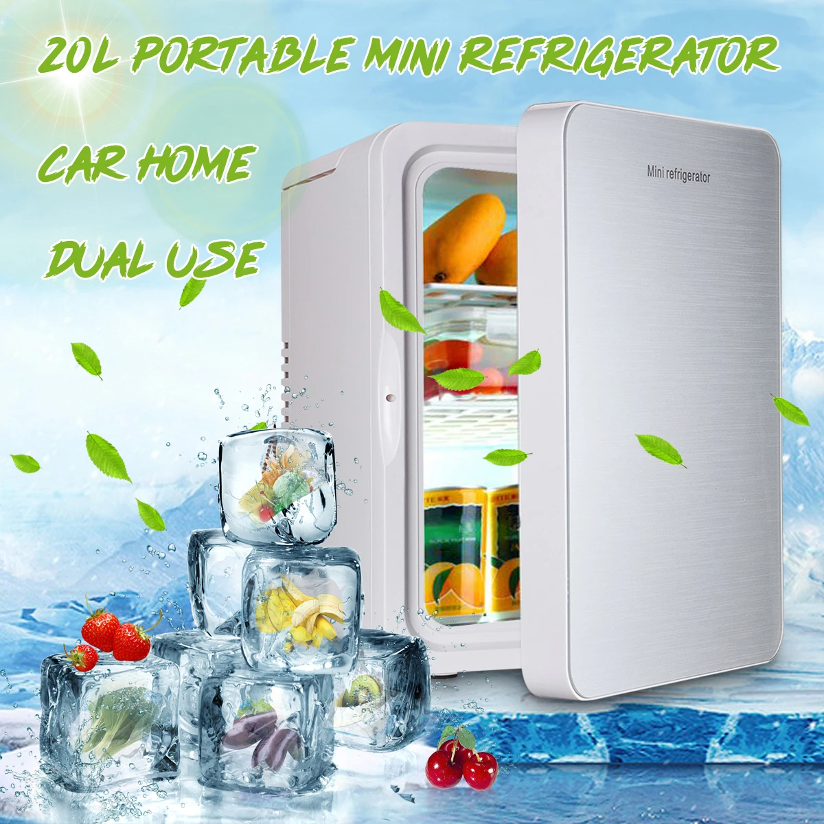 

20L Portable Mini Refrigerator 12V/220V 56W Car Camping Home Fridge Cooler & Warmer Single Core Good Heat Dissipation Low Noise