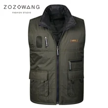 Zozowang autumn winter new cotton vest men solid casual short turn down collar zipper loose plus size waist coat men Zozowang autumn winter new cotton vest men solid casual short turn down collar zipper loose plus size waist coat men