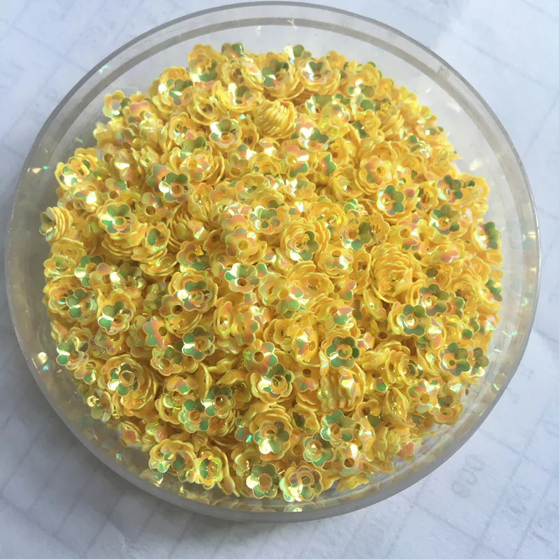 5000pcs(30g) 4mm Cup Flower Shape Brilliant Yellow Loose Sequins