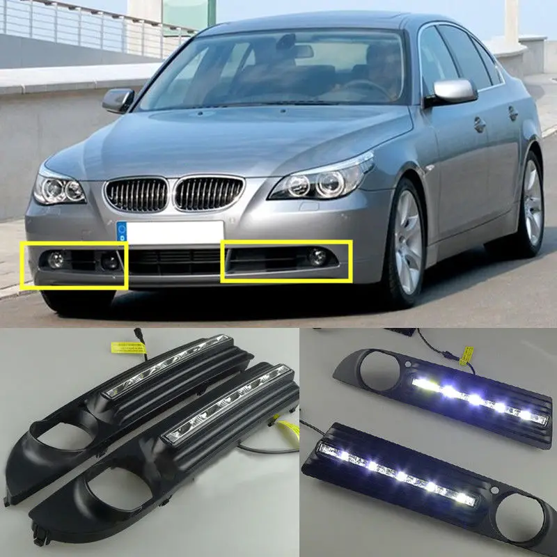 

2pcs orginal White LED Daytime Running Light Fog Lamp For BMW 5-Series 2004 2005 2006 2007DRL