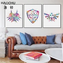 HAOCHU Aquarela the Legend of Zelda Jogo Poster Pintura Da Lona de Arte Abstrata Moderna Minimalista Sala de estar Decoração Melhor Presente