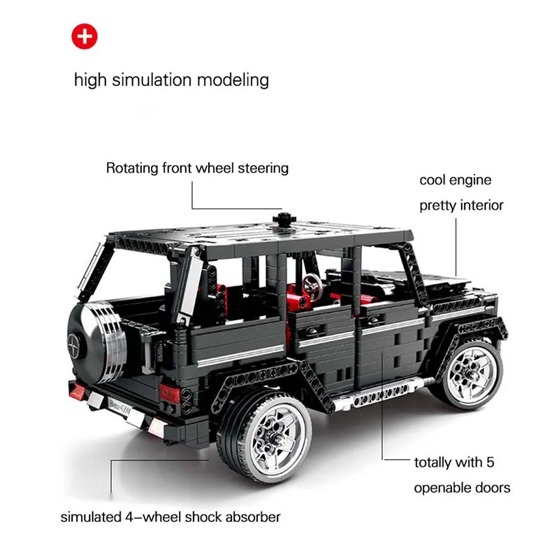 Новинка, внедорожный внедорожник, автомобиль merceing-Benz G500, 1343 шт, совместимые строительные блоки, наборы кирпичей, развивающие игрушки для мальчиков