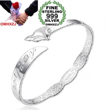 OMHXZJ оптовые ювелирные изделия с геометрическим рисунком лисы женские kpop звезда 999 стерлингового серебра открытый регулируемый браслет браслеты SZ10
