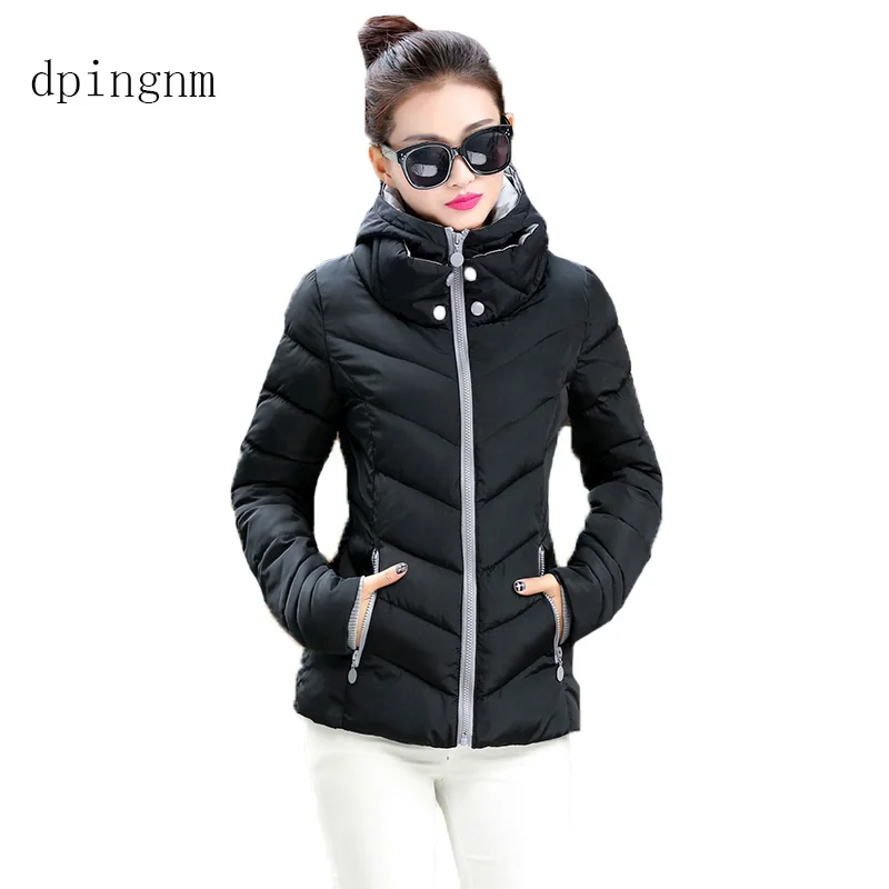 Best 2019 Fashion Short Winter Jacket Women Slim Female Coat Thicken Parka Cotton Hooded Fur Collar candy colored Ladies Jacket
