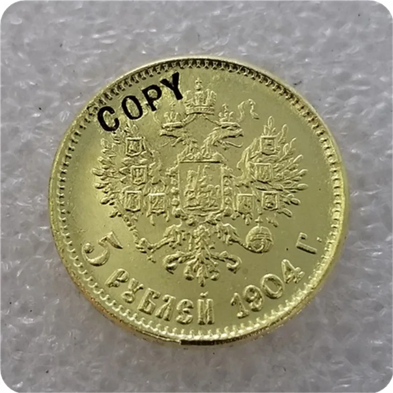 COPY REPLICA 14 X(1897-1911) RUSSIA 5 ROUBLE CZAR NICHOLAS II GOLD COIN COPY