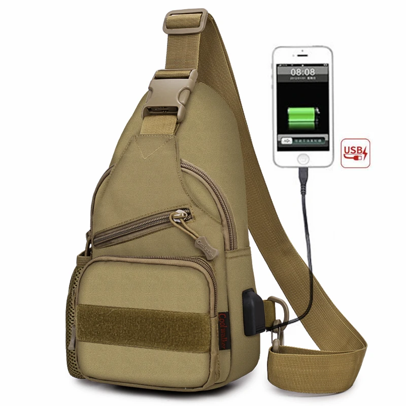 Зарядка через usb открытый Crossbody сумки Тактический путешествия