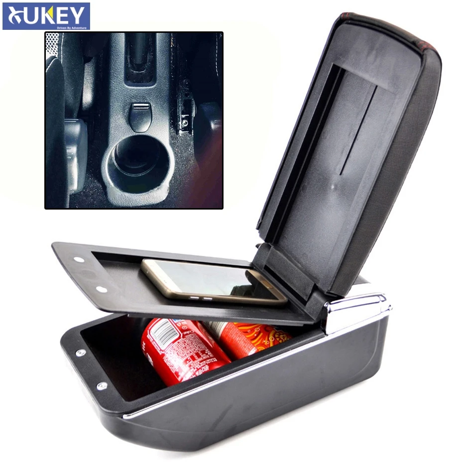 

Armrest For Renault Dacia Sandero Logan 2013 - 2017 Cup Holder 2014 2015 Storage Box Arm Rest Dual Leather Center Console BLK