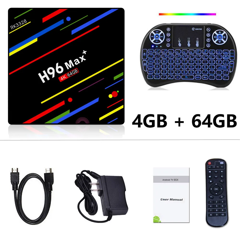 LEMFO H96 Max+ Smart Android tv Box Android 9,0 RK3328 Penta-Core 4 ГБ 32 ГБ 64 Гб USB 3,0 4K 3D HDR 2,4G/5G Wifi телеприставка - Цвет: 4GB 64GB I8-L