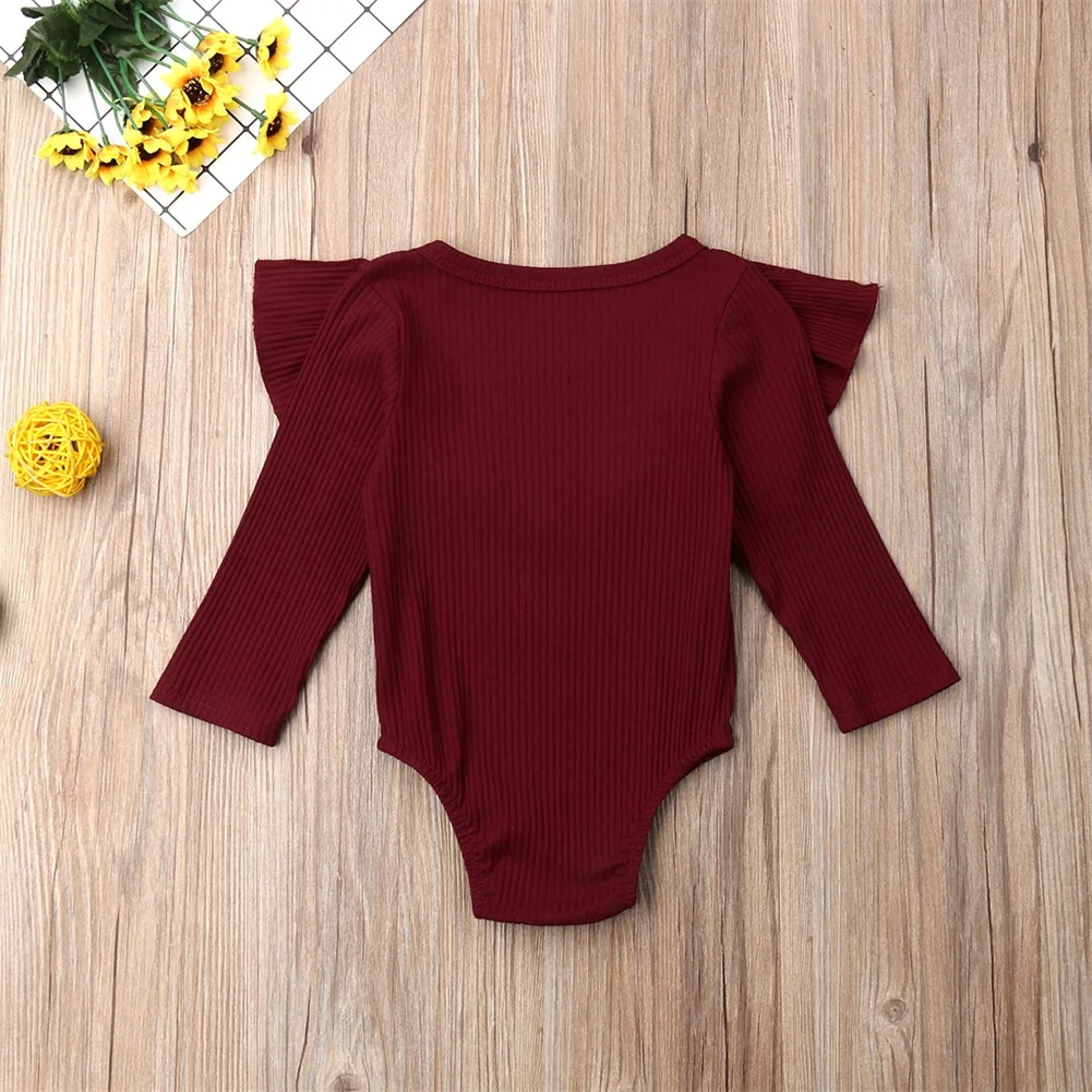 AU Newborn Baby Girl 0-24M Long Sleeve Ruffle Romper Jumpsuit Outfit Clothes 7 Colors