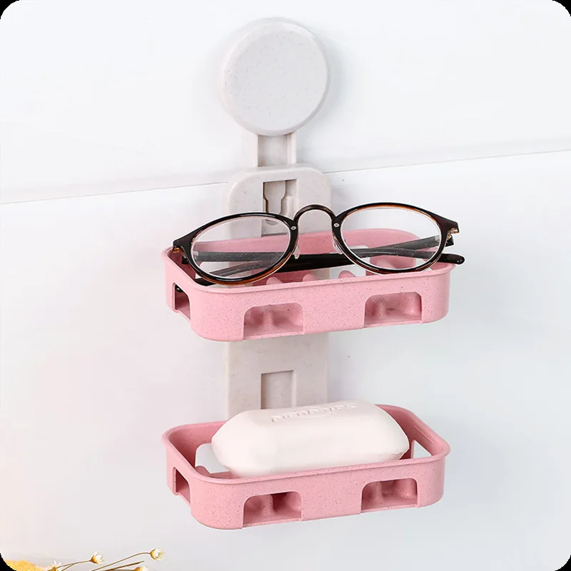

Environmentally friendly soap holder suction cup double soap box bathroom strong suction cup wall soap holder