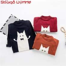 Autumn Winter Baby Boys Long Sleeve Cartoon Bear Bow O Neck Casual Knitwear Sweaters Kids Casual Pullover Outerwear
