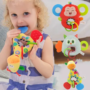 

Baby Hand Bell Toys Plush Animals Doll with Teether Comforting Doll for Infant FJ88