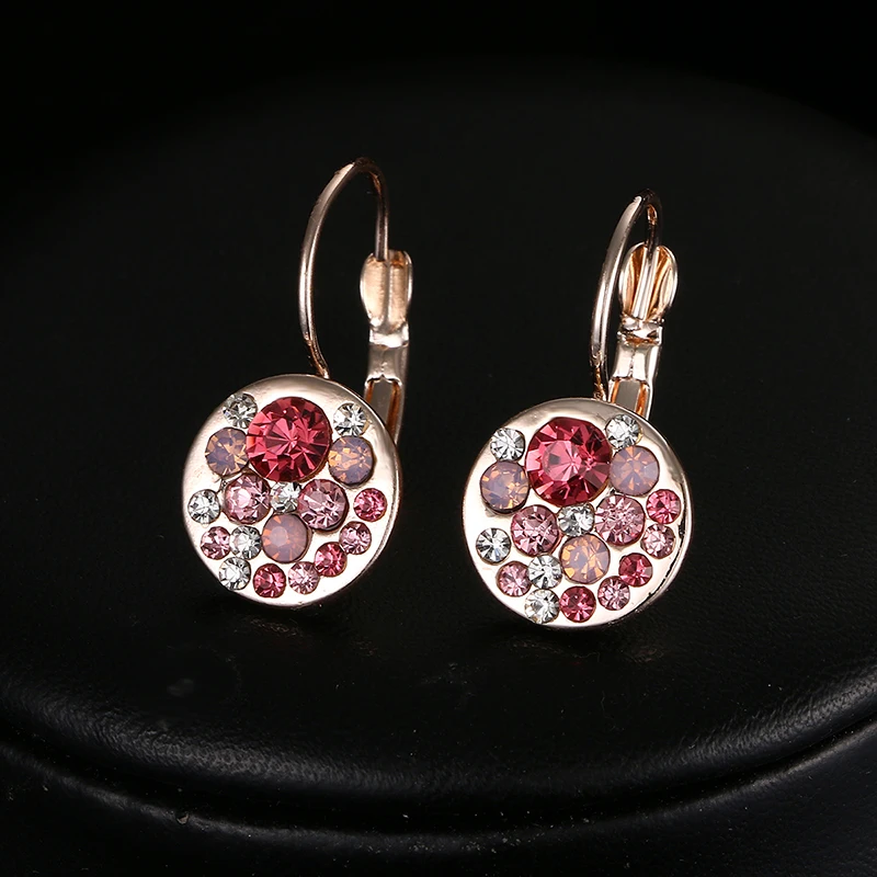 Emmaya,, женские серьги-клипсы, серьги с розовыми кристаллами, аксессуары, высокое качество, свадебные ювелирные изделия с кристаллами, заводская цена