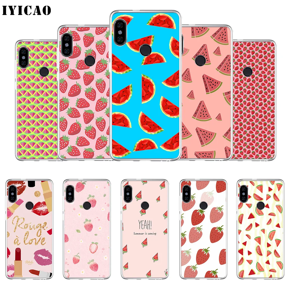 IYICAO Мягкий силиконовый чехол для телефона с рисунком клубники арбуза Xiaomi Redmi 4A 5A 6A