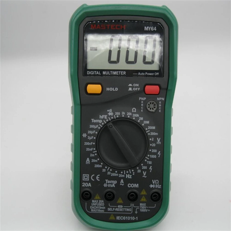 

MASTECH MY64 Digital Multimeter Capacitance Temperature Meterw/ hFE Test
