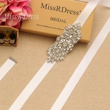 MissRDress Стразы, свадебный пояс с серебряными кристаллами, свадебный пояс с лентой, украшенный драгоценными камнями, свадебные аксессуары JK887