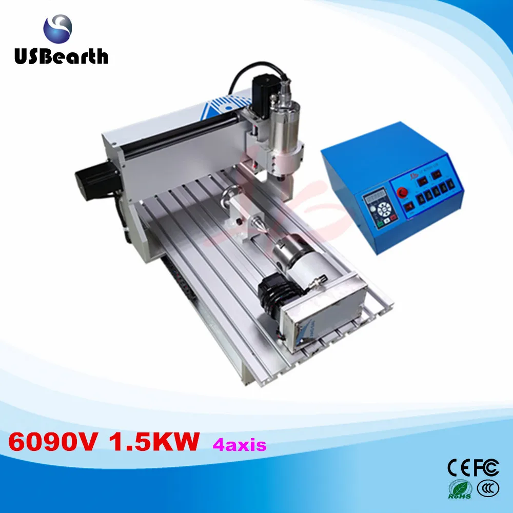 

LY CNC 6090V 1.5KW 4 axis mini CNC engraving machine VFD control box engraver