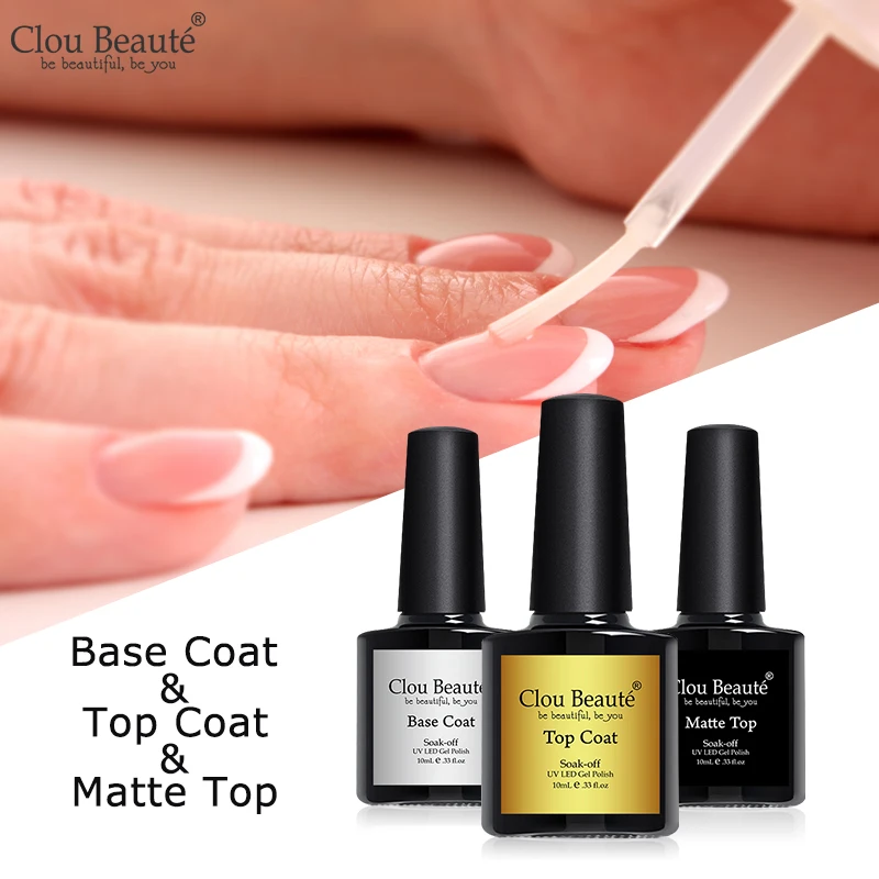 

Clou Beaute Gel Nail Polish UV LED Semi Permanent Varnish Base Coat Top Coat Gel Polish White Black Sock Off Primer Nail Gel