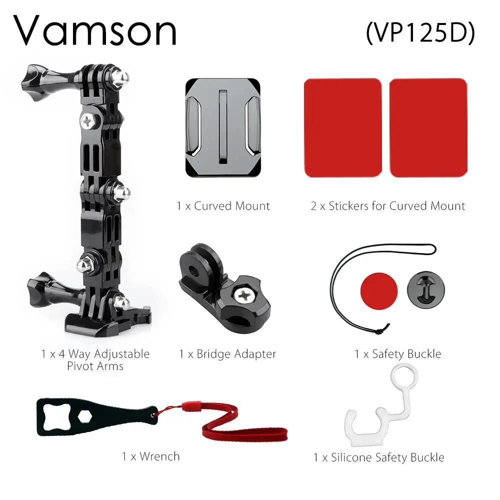 Vamson шлем аксессуары для Gopro Hero 6 5 4 3 комплект изогнутый для шлема клейкая сторона крепление адаптер для Xiaomi YI для SJCAM VP125C - Цвет: VP125D