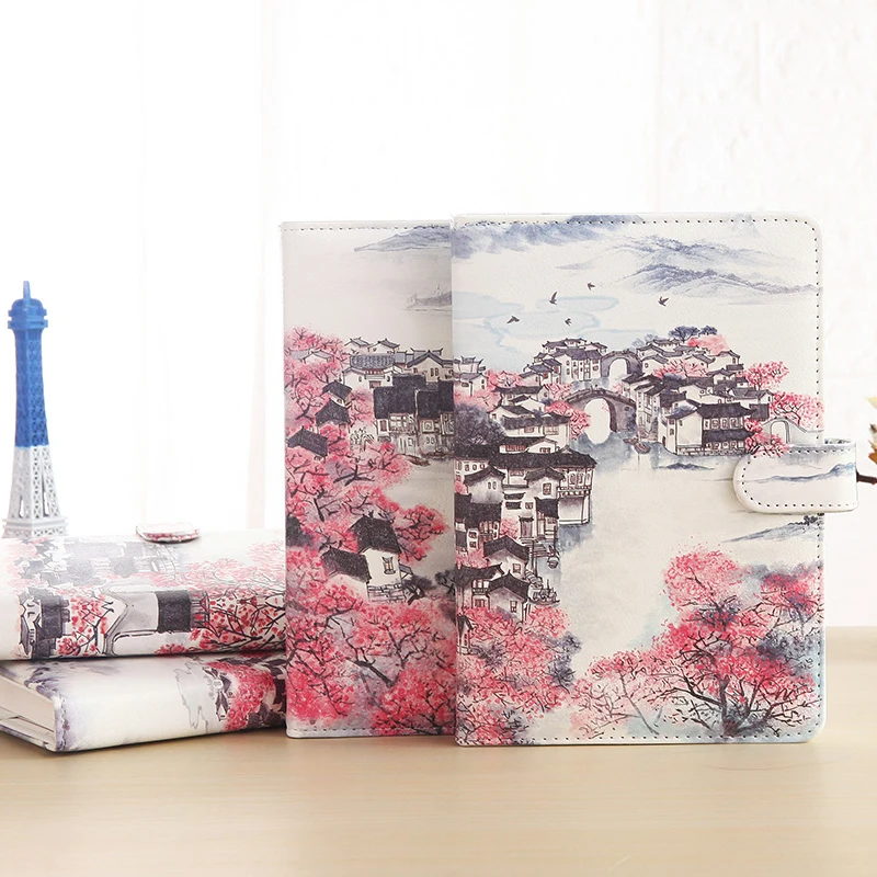 

Romantic Peach Blossom Grid Notebook Scrapbooking Chinese Vintage Dairy Planner Organizer Weekly Monthly Grid Student Stationery