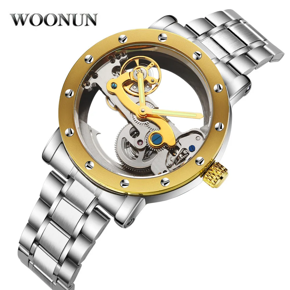 New 2020 Man Watch Luxury Mechanical Watch Men Stainless Steel Automatic Self Wind Watch Skeleton Transparent Hollow Watch