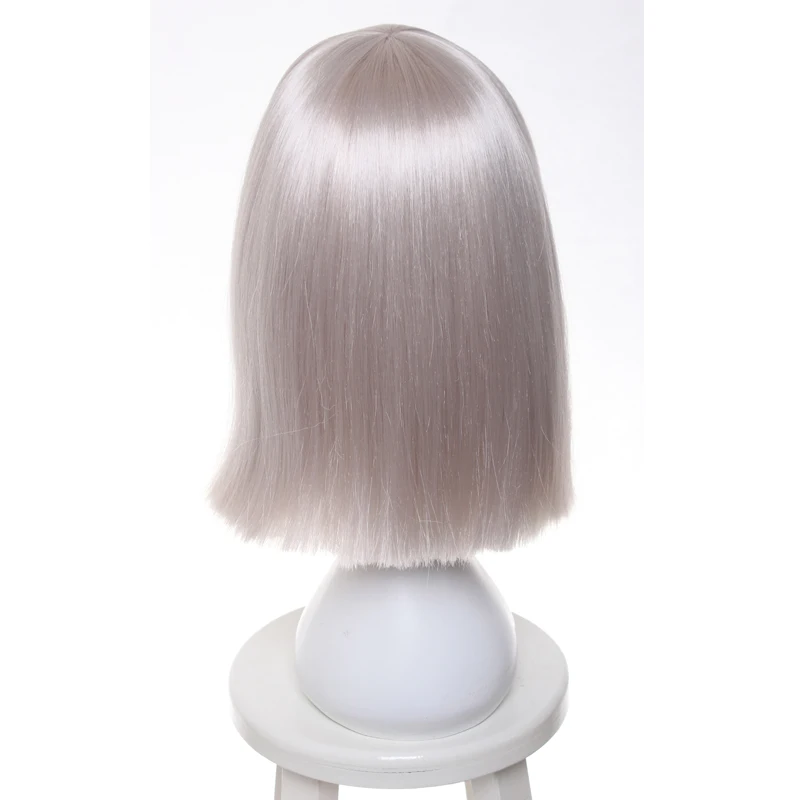 Ccutoo 40 см белые короткие плоские челки Прямые Синтетические вечерние волосы косплей костюм парики термостойкие волокна