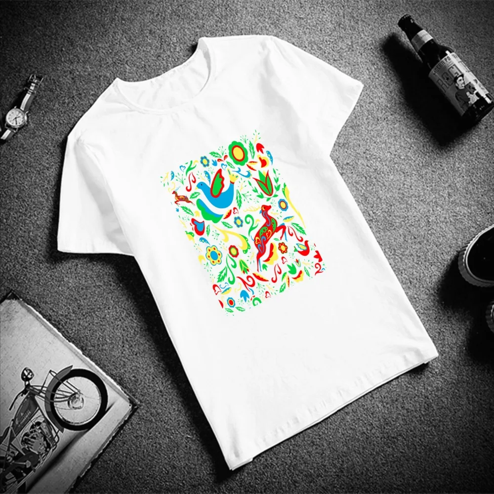 

New 100% Cotton Women Tshirt Scandinavian Folk Art Print Short Sleeve Top & Tee Fashion Casual T Shirt Unisex Brand Clothing