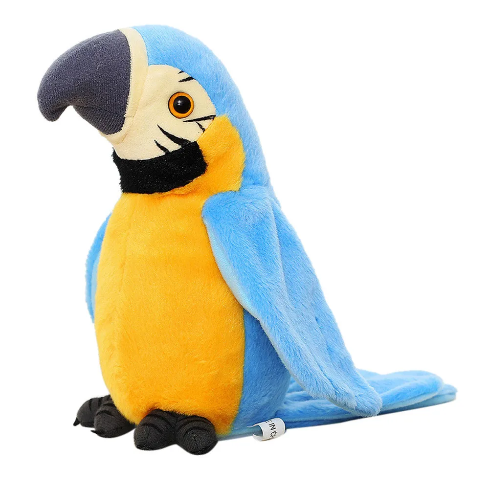 Очаровательны электрическая игрушка плюшевая как попугай говорящая игрушка запись повторяет машет крыльями Милый Попугай чучела плюшевых игрушек - Цвет: blue