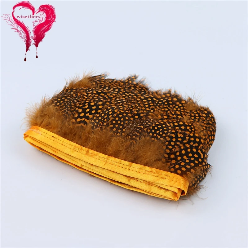 8 orange guinea fowl feather trims 2