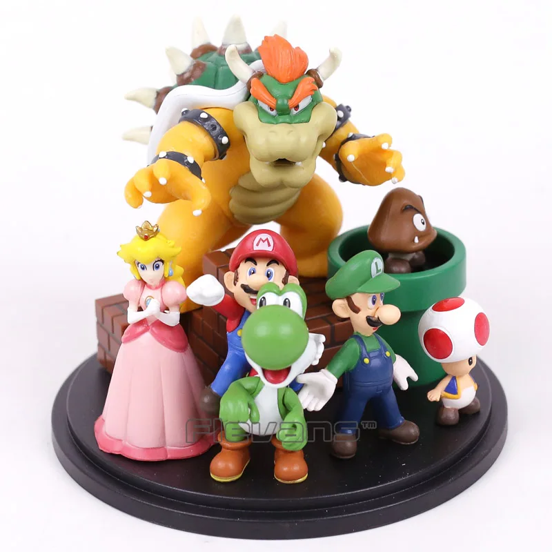 Super Mario Bros Bowser Princess Peach Yoshi Luigi Toad Goomba PVC Action Figure Toy Model Super Mario Bros Bowser Princess Peach Yoshi Luigi Toad Goomba PVC Action Figure Toy Model