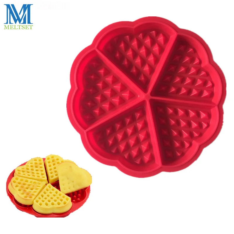 

Heart Shape Silicone Waffle Mold Oven Bakeware 5-Cavity Baking Cookie Cake Pan Home DIY Baking Tools For Cakes