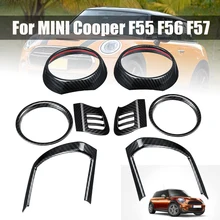 8 шт. приборной панели, устанавливаемое на вентиляционное отверстие в салоне автомобиля крышка для BMW для мини-купера F55 F56 F57 авто Интерьер Молдинги углеродного волокна воздуховыпускное отверстие Наклейки планки
