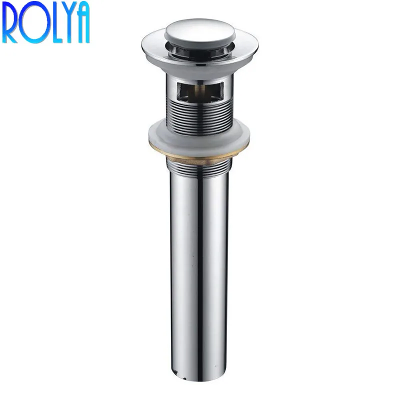 

Rolya Chrome Bathroom Lavatory Sink Strainer Basin Push Down Pop Up Stopper Waste With Overflow Hole