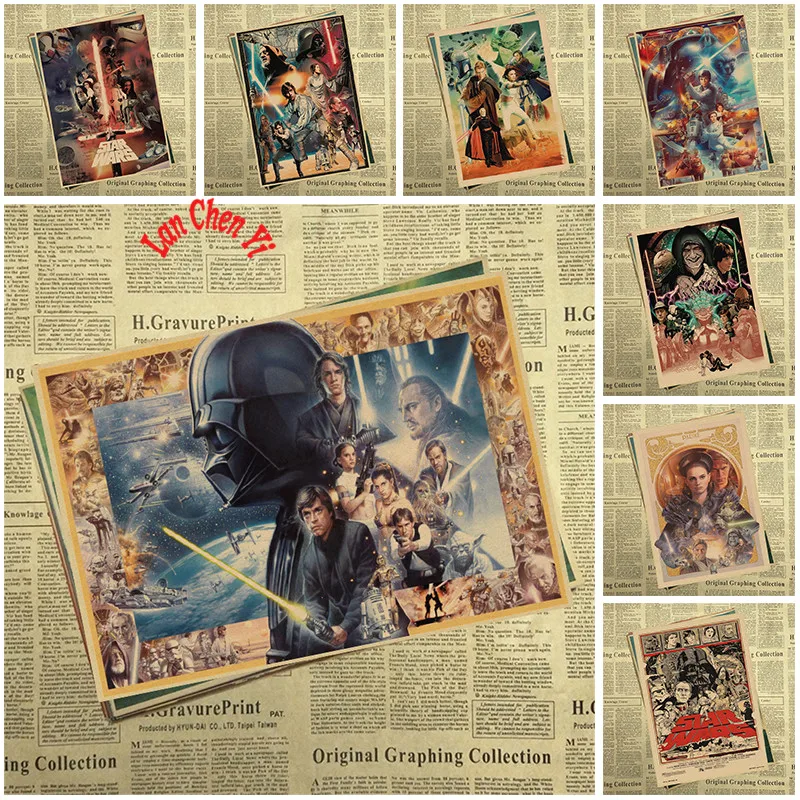

Vintage Classic Movie Star Wars Jedi Poster Cafe Bar Home Decor Retro Kraft Paper Wall Sticker