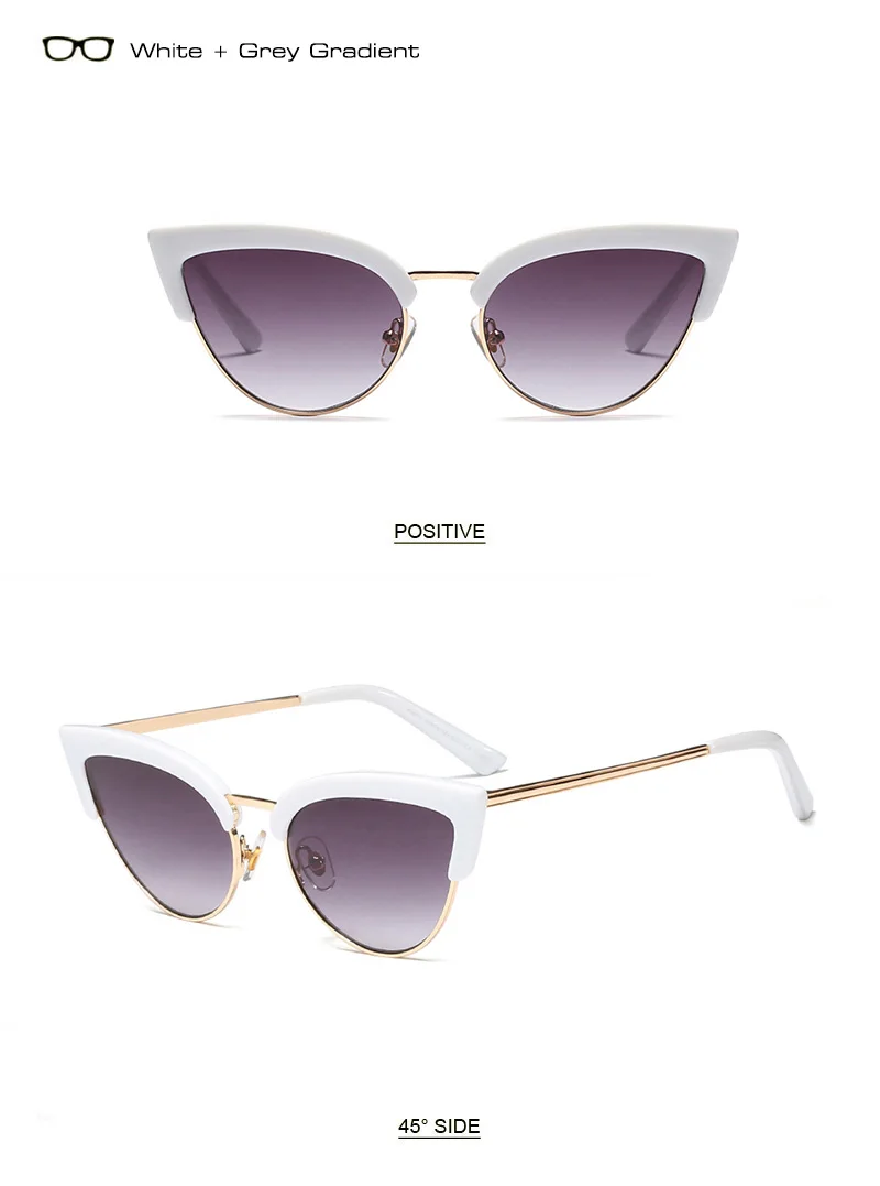 SHAUNA, Ретро стиль, половинная оправа, женские солнцезащитные очки кошачий глаз, модные градиентные солнцезащитные очки, UV400