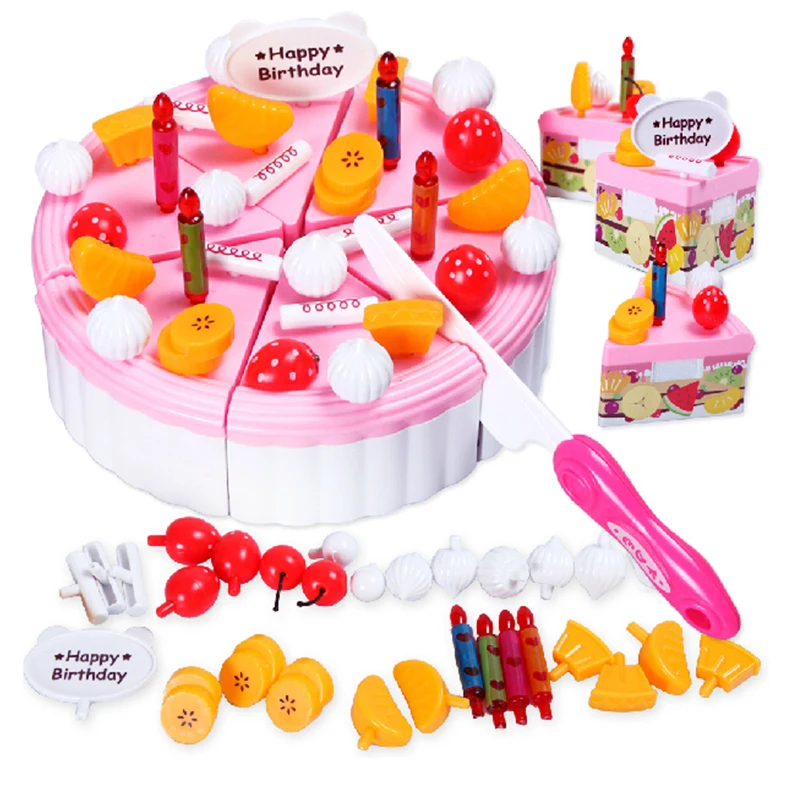 Children Play House Toys Miniature kitchen Cookware Set fruit Birthday Cake Creative Assembling Toy | Игрушки и хобби