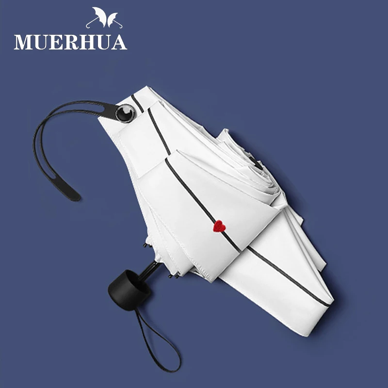 MUERHUA 2018 Модный Маленький Карманный Зонт с сердцем женский анти-УФ пять складных