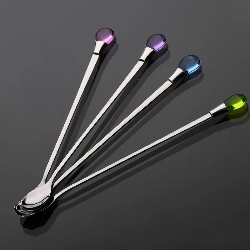 

1pc Spoon Water drop shape Long Handle Spoon Stainless Steel Ice Cream Tea Coffee Spoons Flatware Dropshipping