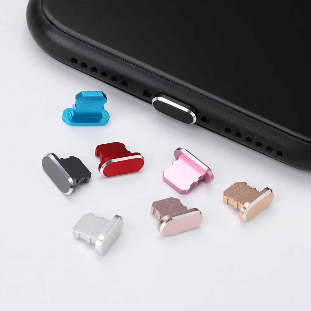 

Dustproof Cover Aluminium Alloy Portable Metal Anti Dust Charger Dock Plug Stopper Cap Cover for iPhone X XR Max 8 7 6S Plus