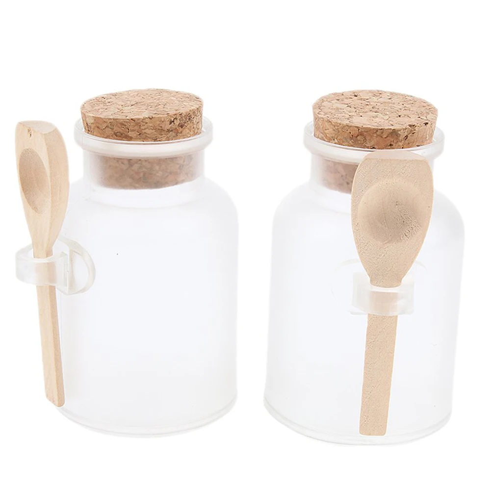 100ml Plastic Empty Bath Salt Bottle Cream Powder Jar Container with Cork Spoon hot sale