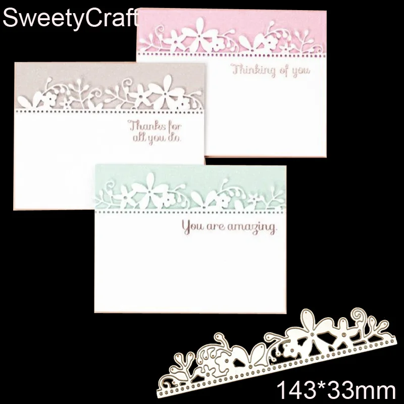 

Dies Scrapbooking Flower Leaves Edge Border Metal Stamps and Dies Cutting Embossing Stencil Paper Christmas Craft Card Making