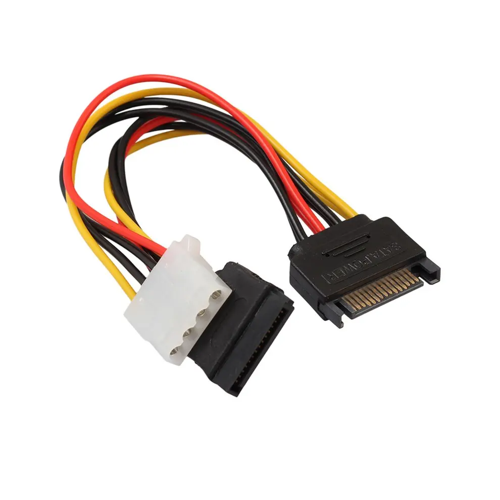 

15 Pin SATA to 4Pin IDE Molex Male To Female + SATA Female Power Cable Cord 18AWG 1 To 2 Power Line For Motherboard & Hard Disk