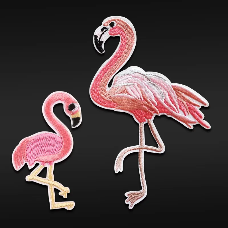 

High Quality Flamingo Embroidered patches For clothing DIY Iron on Badges Stickers Garment Appliques wholesale