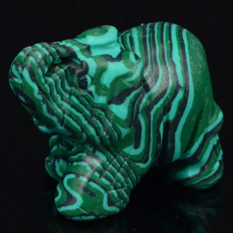 

1.5" Nice Green Taiwan Turquoise Elephant Carved Figurine Stone Chakra Healing Reiki Stone Feng Shui Crafts