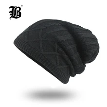 [FLB] для мужчин зимняя шапка модный вязаный черный Шапки Осенняя шляпа толстые и теплые облегающая шапка Beanie мягкие вязаные шапочки F18012
