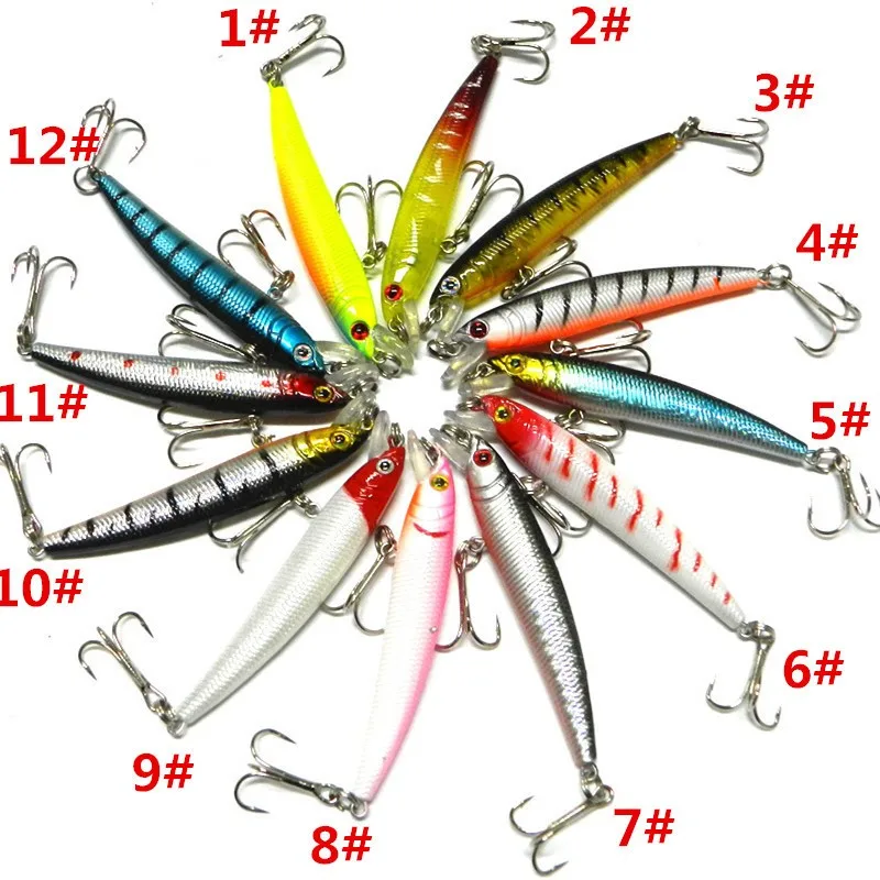 1x 7.5cm 5.6g Pike Fishing Lures Laser Surface Artificial Lure Bait Hard Plastic 3D Fish Eye Swimbait Winter Fishing Tackle  (18)