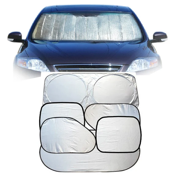 

6Pcs Folding Silvering Reflective Car Windshield Window Sun Shield Cover Suction Cup Car Sunshield Sunscreen Curtain