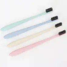 10 шт./компл. взрослых Семья древесный уголь хранения зубных щеток и мягкий на очень тонком каблуке конические щетинки Нескользящие пшеничной соломы ручка рот чистым Уход за полостью рта