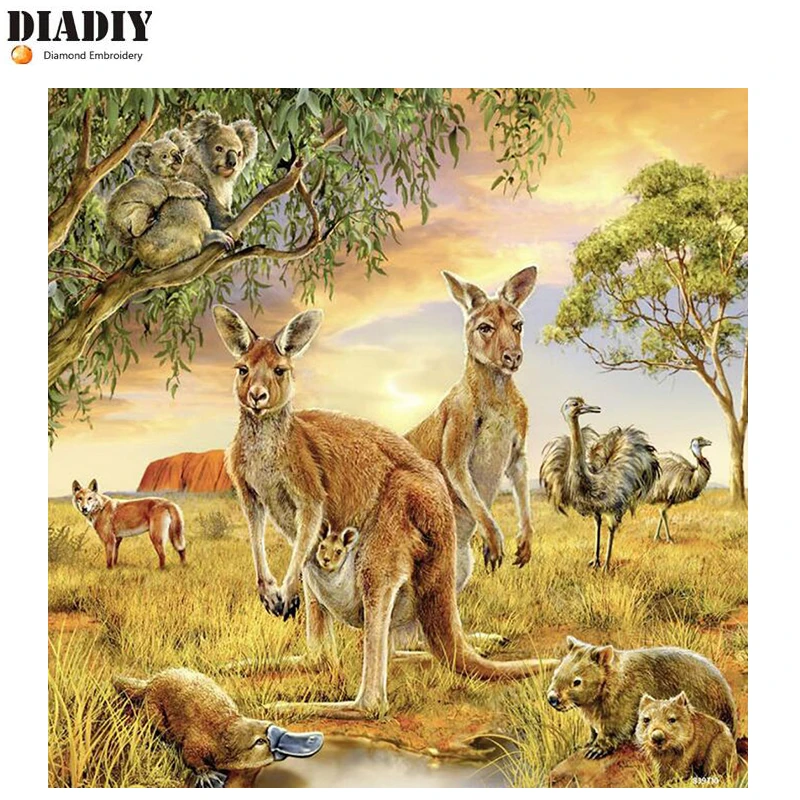 

DIADIY 5D DIY Full Square/round Diamond Painting Kangaroo ostrich Embroidery Cross Stitch Rhinestone Mosaic Home Decor Gift Art